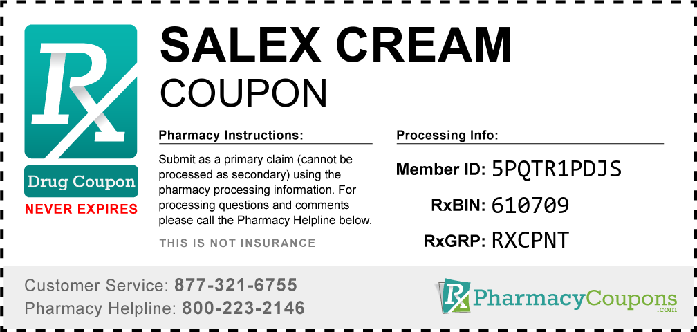 Salex cream Prescription Drug Coupon with Pharmacy Savings