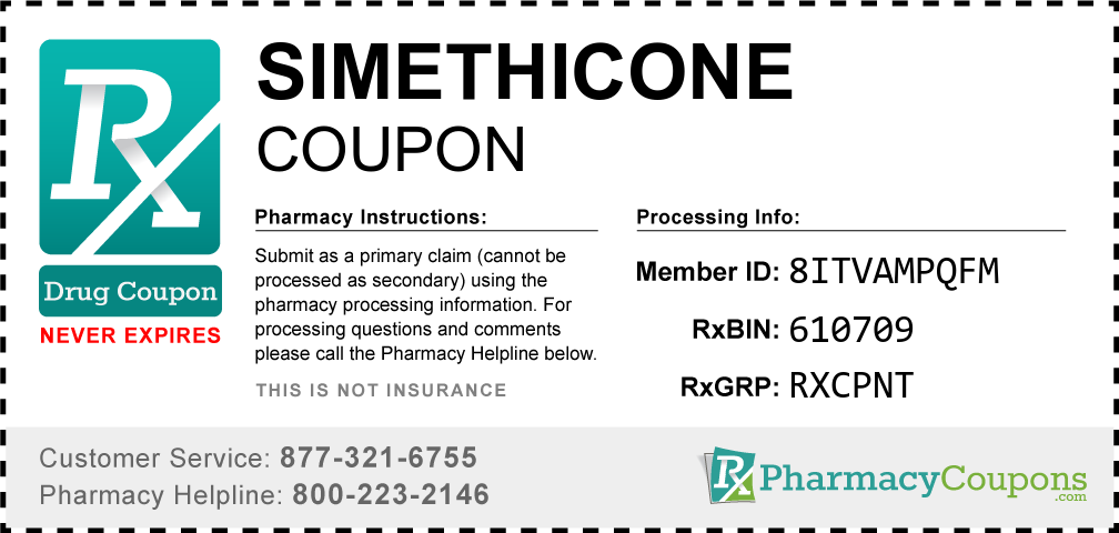 Simethicone Prescription Drug Coupon with Pharmacy Savings
