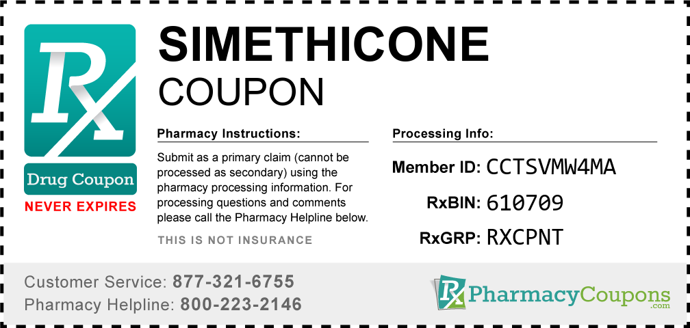 Simethicone Prescription Drug Coupon with Pharmacy Savings