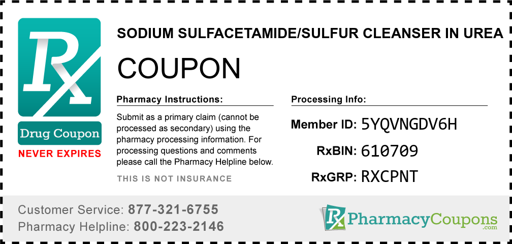 Sodium sulfacetamide/sulfur cleanser in urea Prescription Drug Coupon with Pharmacy Savings