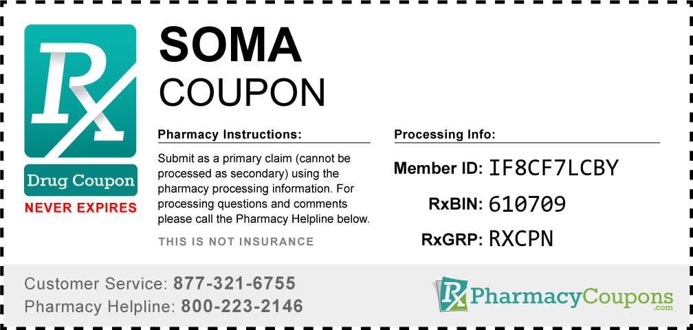 Soma Prescription Drug Coupon with Pharmacy Savings