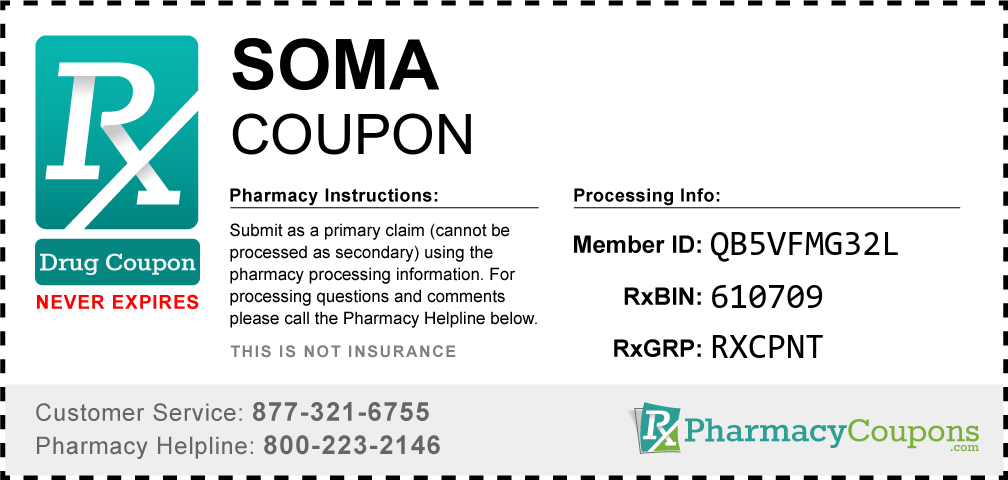 Soma Prescription Drug Coupon with Pharmacy Savings