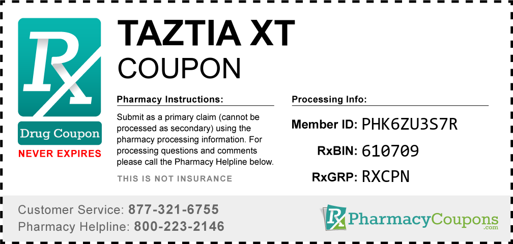 Taztia xt Prescription Drug Coupon with Pharmacy Savings