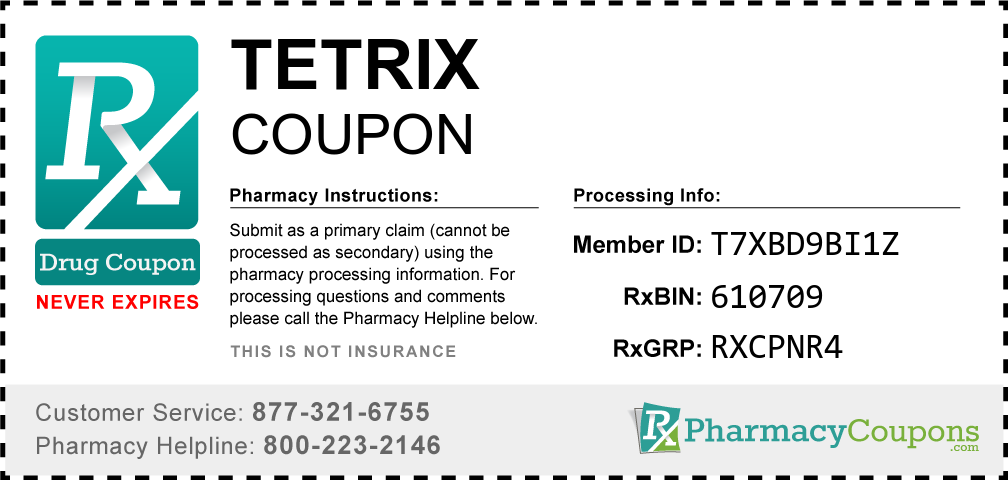Tetrix Prescription Drug Coupon with Pharmacy Savings