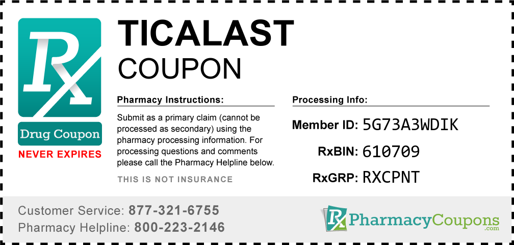 Ticalast Prescription Drug Coupon with Pharmacy Savings
