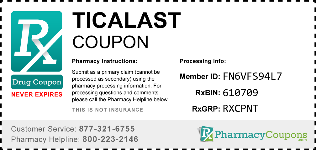 Ticalast Prescription Drug Coupon with Pharmacy Savings