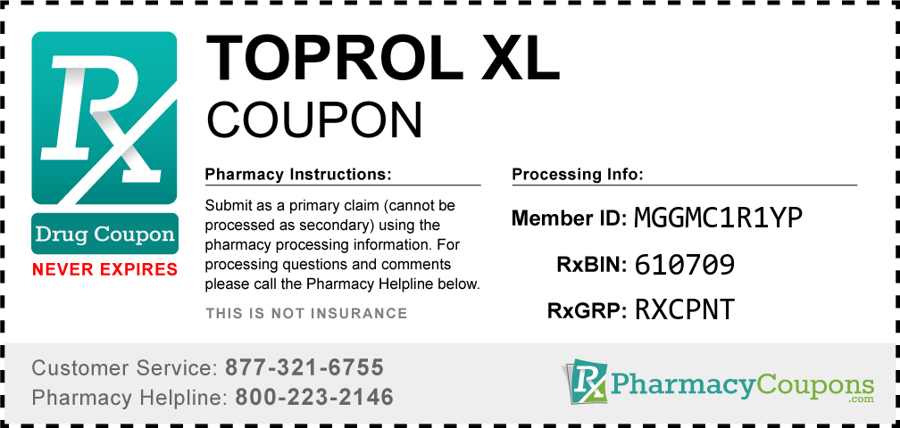 Toprol xl Prescription Drug Coupon with Pharmacy Savings