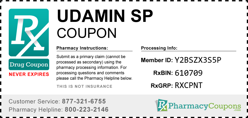 Udamin sp Prescription Drug Coupon with Pharmacy Savings