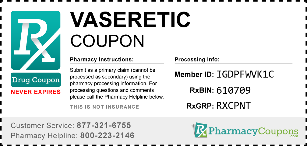 Vaseretic Prescription Drug Coupon with Pharmacy Savings