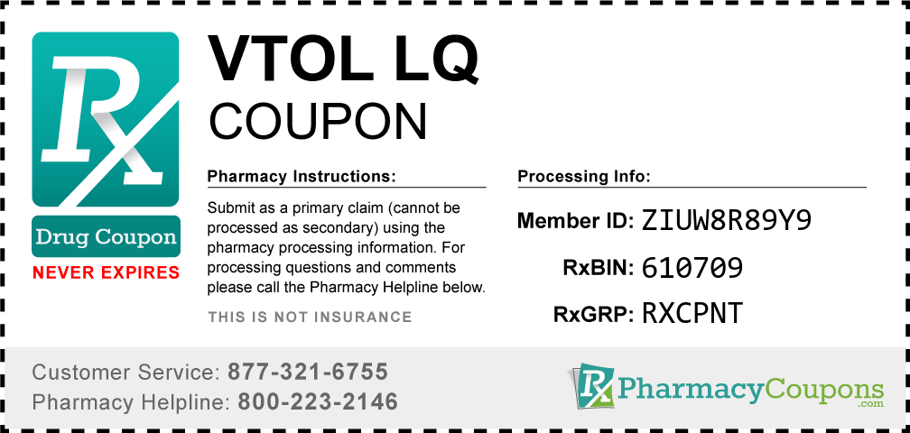 Vtol lq Prescription Drug Coupon with Pharmacy Savings
