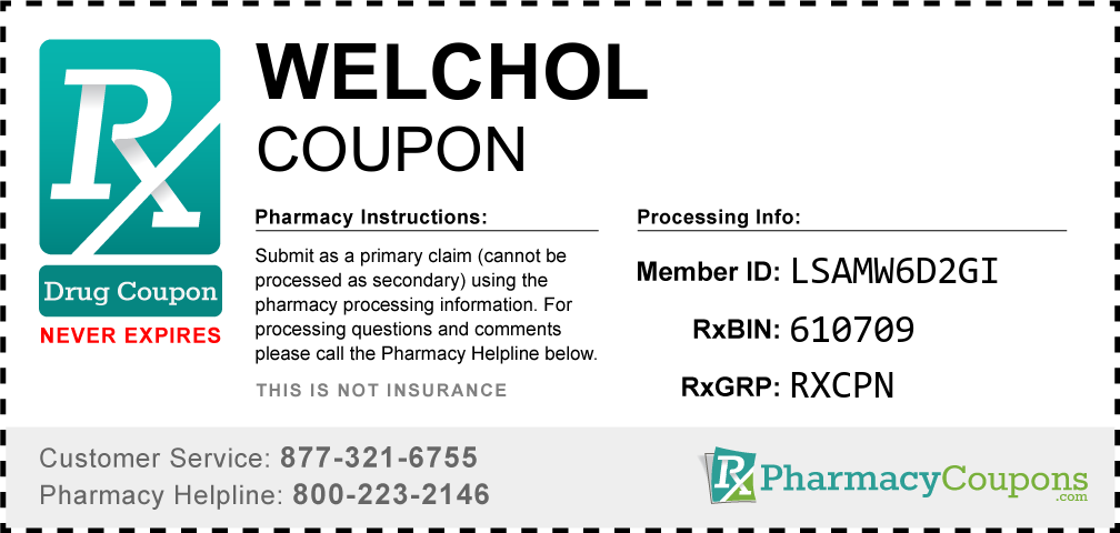 Welchol Prescription Drug Coupon with Pharmacy Savings