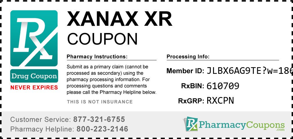 Xanax XR Coupon Pharmacy Discounts Up To 80 