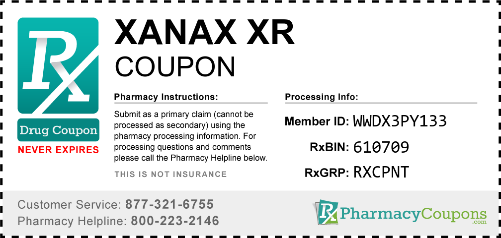 Xanax xr Prescription Drug Coupon with Pharmacy Savings