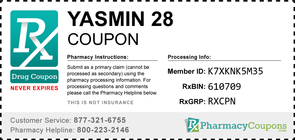 Yasmin 28 Prescription Drug Coupon with Pharmacy Savings