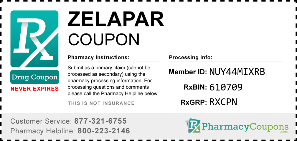 Zelapar Prescription Drug Coupon with Pharmacy Savings