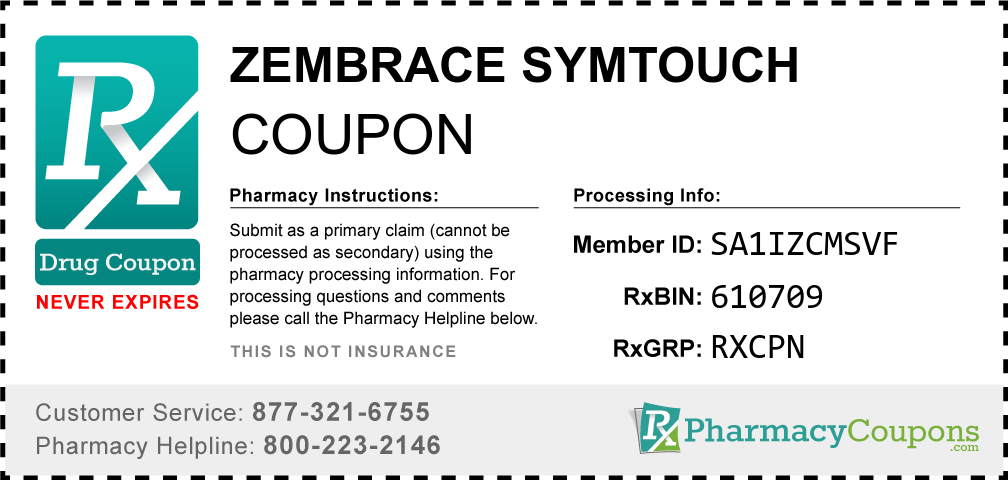 Zembrace symtouch Prescription Drug Coupon with Pharmacy Savings