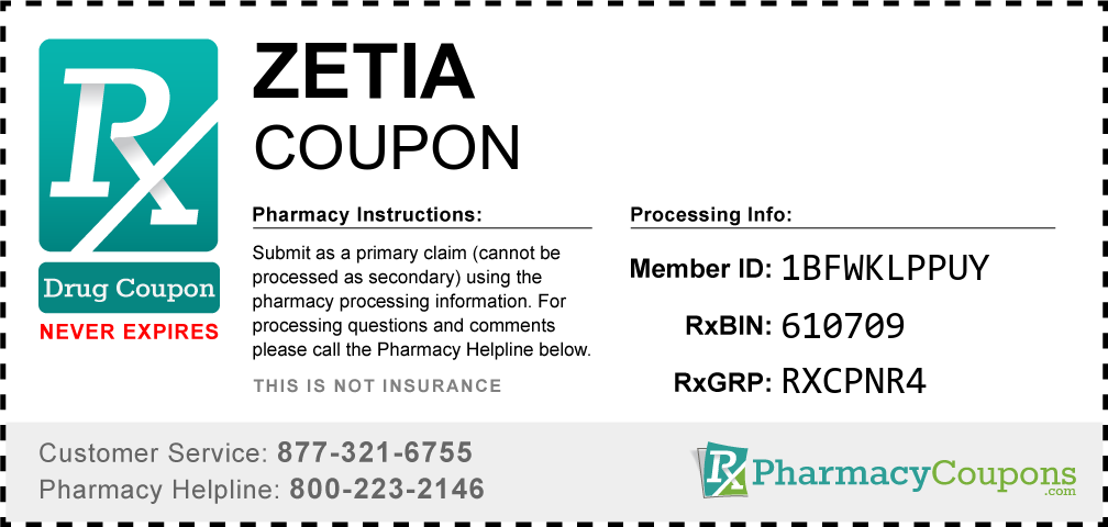 Zetia Prescription Drug Coupon with Pharmacy Savings
