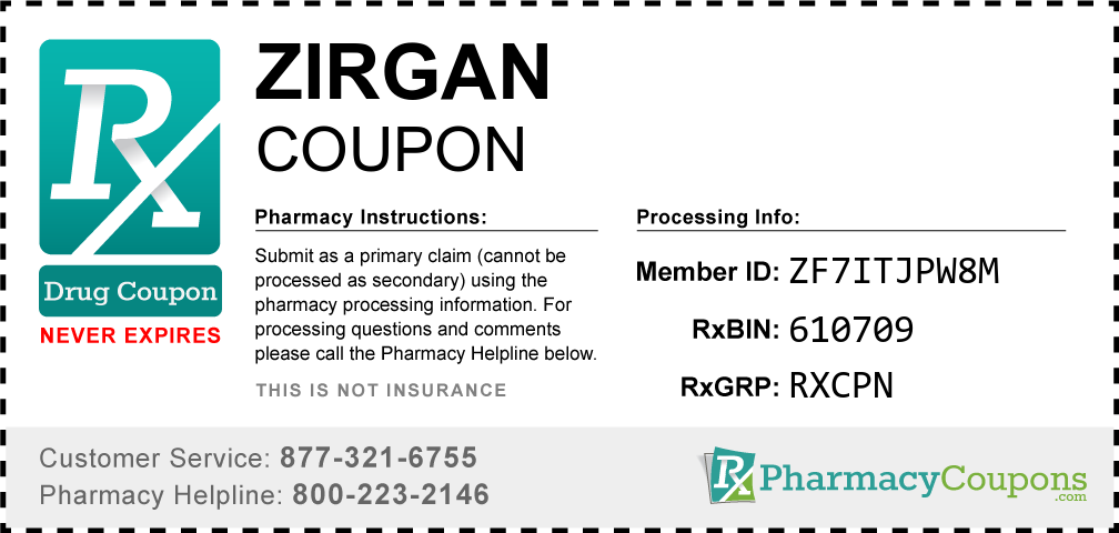 Zirgan Prescription Drug Coupon with Pharmacy Savings