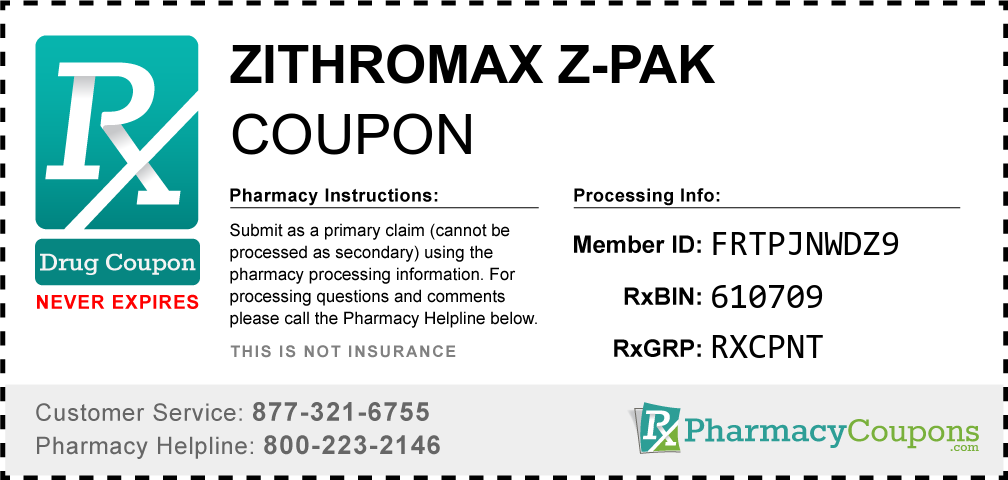 Zithromax z-pak Prescription Drug Coupon with Pharmacy Savings