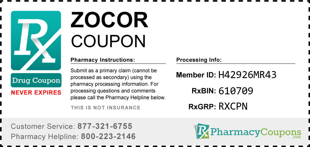 Zocor Prescription Drug Coupon with Pharmacy Savings