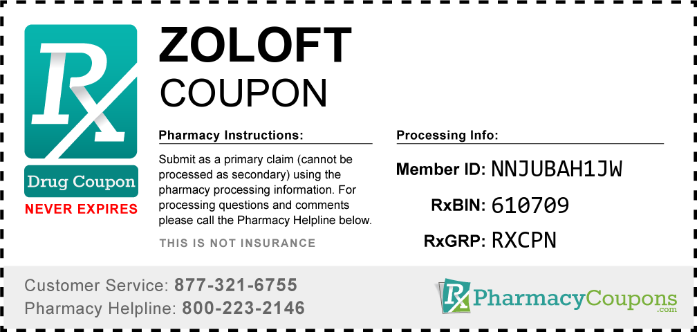 Zoloft Prescription Drug Coupon with Pharmacy Savings