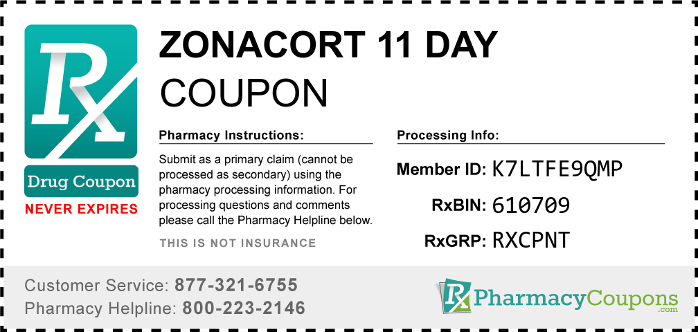 Zonacort 11 day Prescription Drug Coupon with Pharmacy Savings
