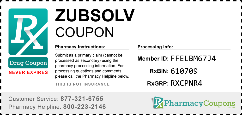 Zubsolv Prescription Drug Coupon with Pharmacy Savings